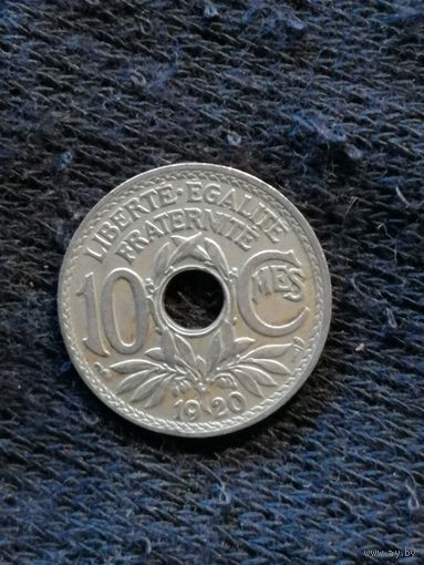 Франция 10 сантим 1920 год, KM# 866а