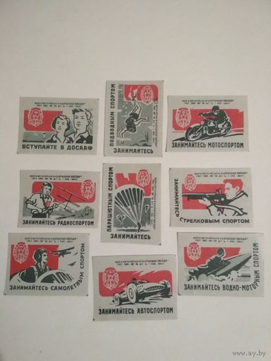 Спичечные этикетки ф.Красная звезда. ДОСААФ. 1964 год