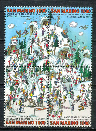 Сан-Марино - 1997 - Чемпионат мира по горным лыжам - сцепка - [Mi. 1700-1703] - полная серия - 4 марки. MNH.  (Лот 60JT)-T25P9