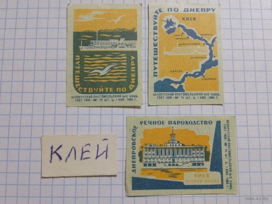 Спичечные этикетки ф.Гомель. Путешествуйте по Днепру. 1963 год