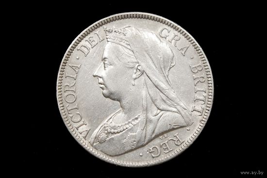 1/2 кроны 1898 г. Великобритания, Виктория. Штемпельный блеск!