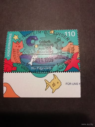 Германия. 1998 Марка из блока Mi.42 "Фонд помощи детям. Детская марка" (специальное гашение с клеем) Mi.1980 каталог 2.00 евро