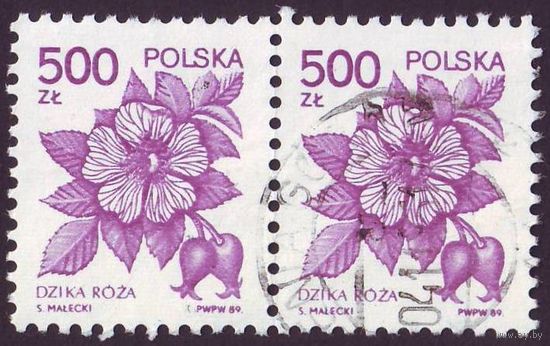 Лечебные растения Польша 1989 год сцепка из 2-х марок