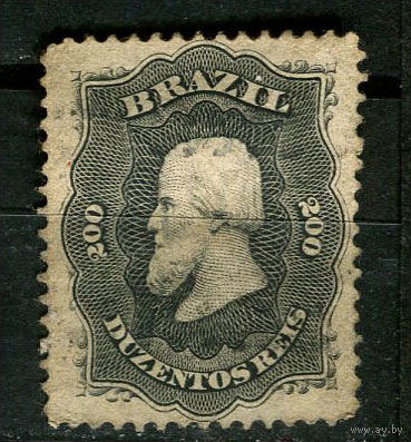 Бразилия - 1866 - Император Бразилии Педру II - 200R - [Mi.28] - 1 марка. Гашеная.  (Лот 3JF)-TG2P16