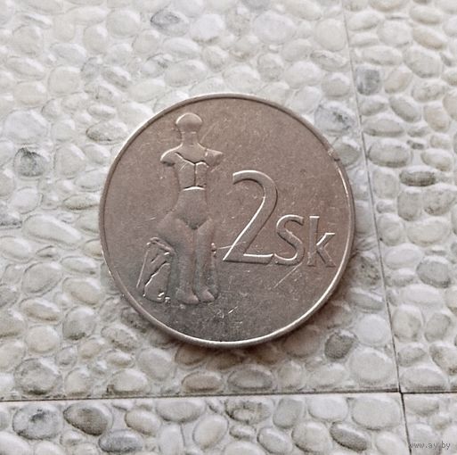 2 кроны 1993 года Словакия. Словацкая Республика. Достойный сохран!