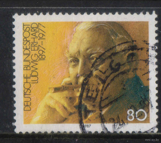 Германия ФРГ 1987 90-летие рождения канцлера Людвига Эрхарда #1308