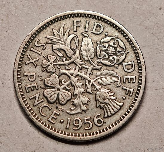 1956 год 6 пенсов Англия
