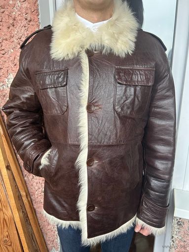 Дубленка Fan leather р54 лама коричневая муж