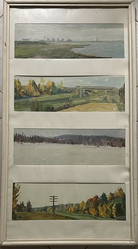 Бржозовский Г.Ф "Пейзажи", холст, масло. Размер 54х100см.