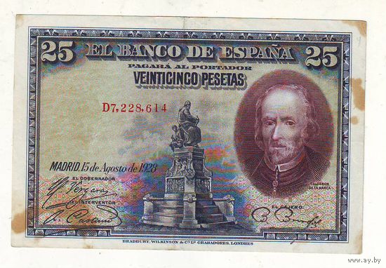 Испания. 25 песет 1928 года.