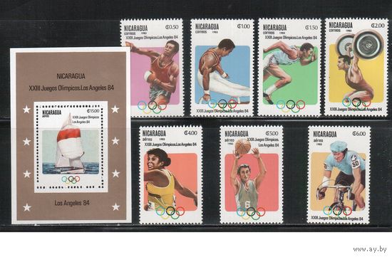Никарагуа-1983 (Мих.2346-2352,БЛ.147) ** , Спорт, ОИ-1984, (полная серия),