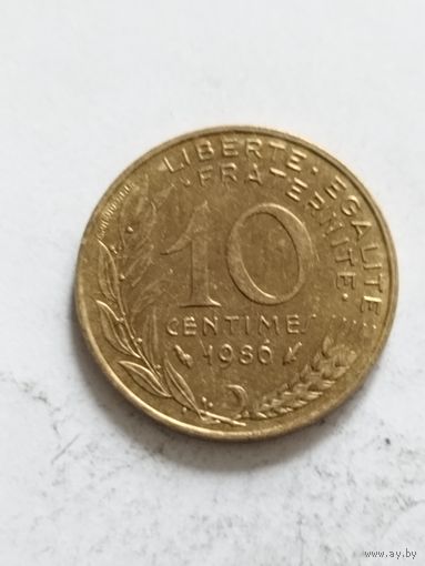 Франция 10 сантим 1986