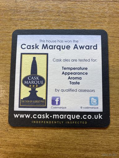 Подставка под пиво Cask Marque /Великобритания/