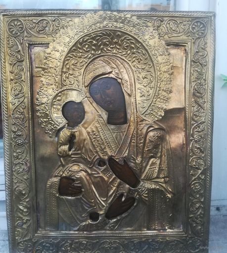 Икона Божией Матери Троеручица, оклад с Золочением! Люкс! 19 век!