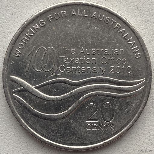 Австралия 20 центов 2010 г. 100 лет налоговому Управлению