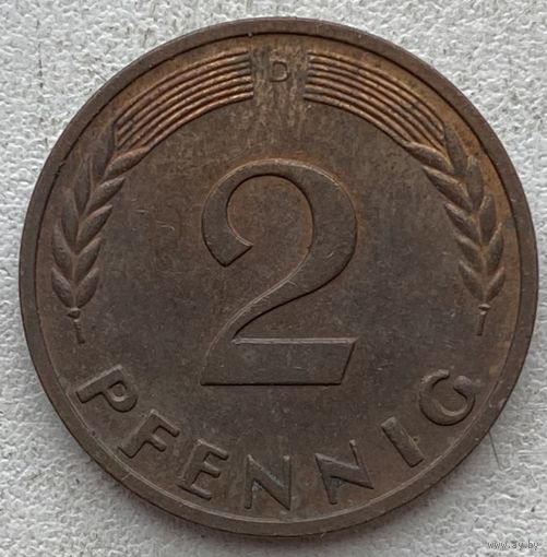Германия 2 пфеннига 1965 г. D