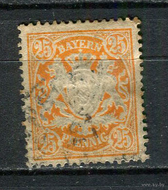 Королевство Бавария в составе Германской империи - 1890 - Герб - 25Pf - [Mi.62] - 1 марка. Гашеная.  (Лот 42HG)-T41P16
