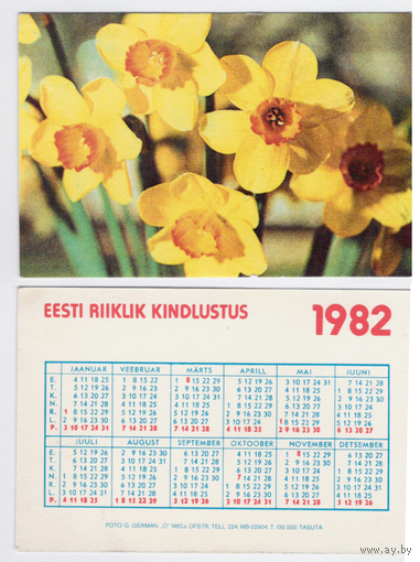 Календарь Цветы 1982