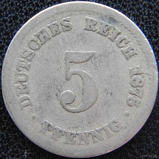 YS: Германия, Рейх, 5 пфеннигов 1875F, KM# 3