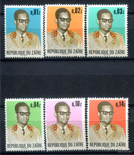 Конго (Заир) - 1973г. - Президент Мобуту - 6 марок - полная серия, MNH [Mi 473 A - 478 A]. #O-Se-Z-1-13