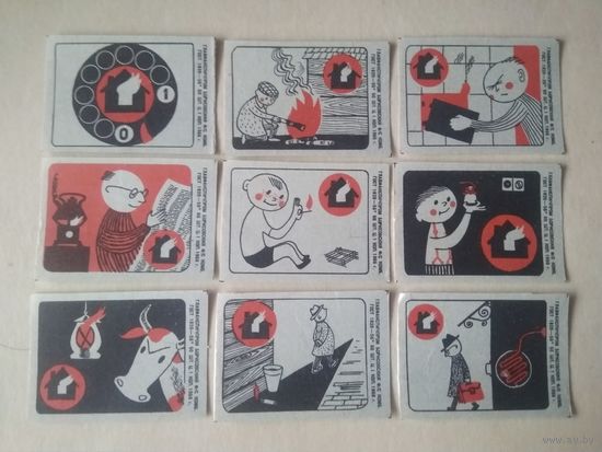 Спичечные этикетки ф.Борисов. Пожарная безопасность. 1966 год