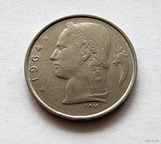Бельгия 1 франк, 1964 Надпись на голландском - 'BELGIE'