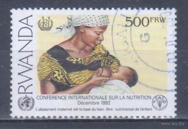 [841] Руанда 1992. Дети.Мать с ребенком. Высокий номинал.Концовка серии. Гашеная марка. Кат.гаш.20 е.