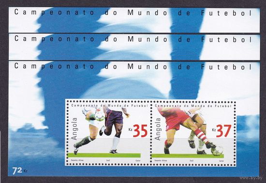 2002 Ангола 1666-1667/B100x3 Чемпионат мира по футболу FIFA 2002 в Японии и Корее 30,00 евро
