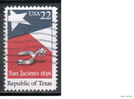 США-1986, (Мих.1790),  гаш. , Техас , Флаг(одиночка),