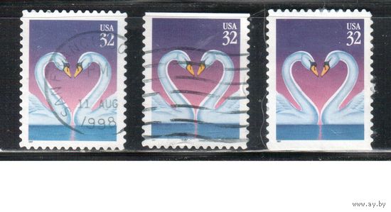 США-1997 (Мих.2803 ВА+ВD) , гаш., Поздравительные марки, 3 зубцовки