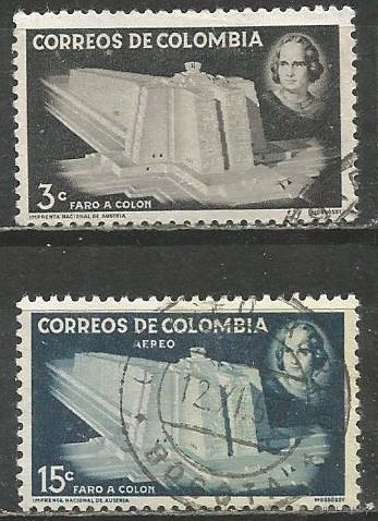 Колумбия. Х.Колумб. Мемориальный маяк. 1956г. Mi#790-91. Серия.