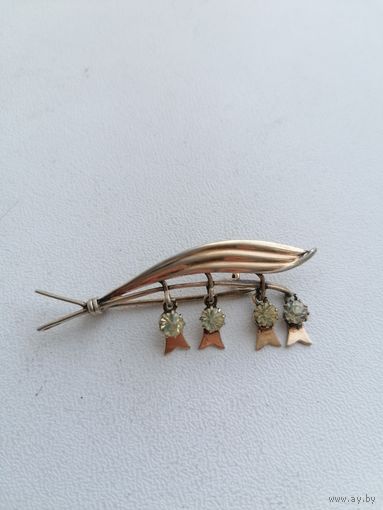 Брошь - ландыш, серебро 875 пробы СССР, редкая