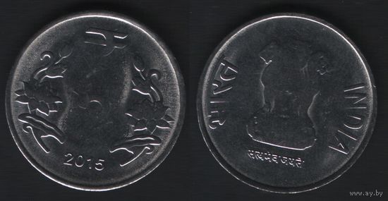 Индия km395 2 рупии 2015 год (-)Калькутта (_брак(om1(0(1 недочекан, наплыв, разворот ТОРГ