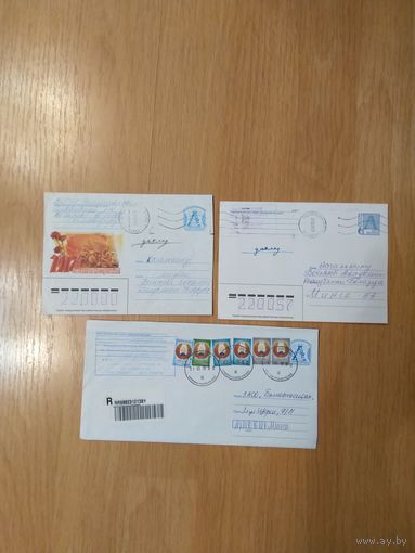 Беларусь 3 конверта Барановичи разные штемпеля праздники
