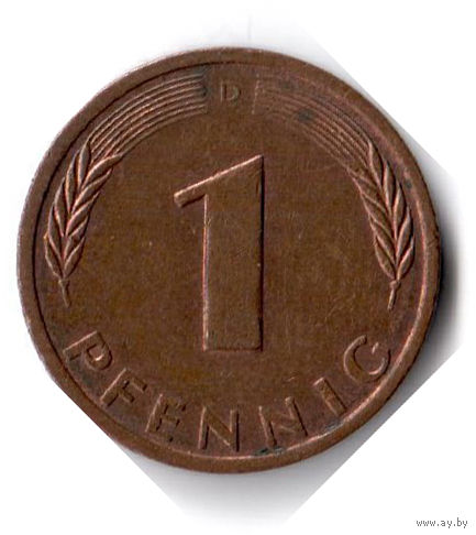 Германия. 1 пфенниг. 1982 D