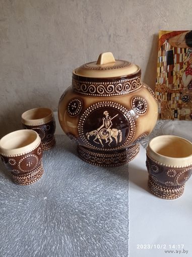 Крюшонница со стаканами ГДР
