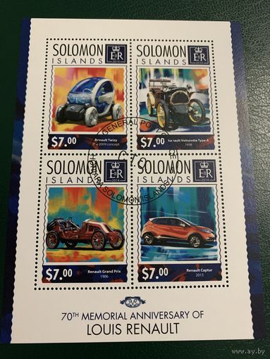 Соломоновы острова 2014. Автомобили Рено. Малый лист