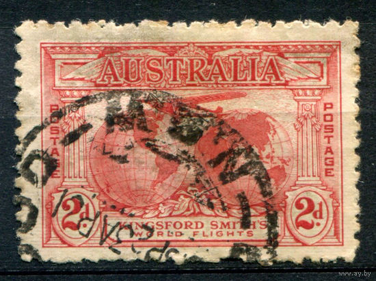 Австралия - 1931г. - авиация, авиапочта, земной шар - 1 марка - гашёная [Mi 95]. #3-WB-85-A-1