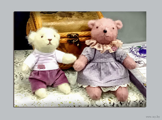 Открытка. Рукоделия. Игрушки. Мишки. (чистая)