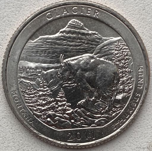 США 25 центов (квотер) 2011 г. D. Национальный парк Глейшер