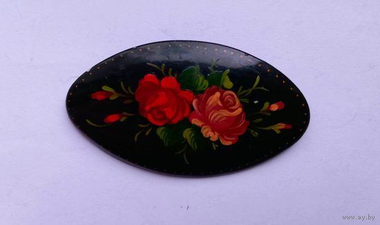 Красивая Брошь Металл.Ручная роспись