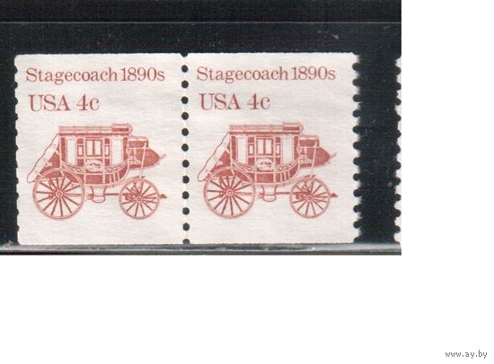 США-1982, (Мих.1597) , * (без клея) , Стандарт , Транспорт,  (одиночка), пара