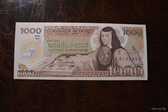 Мексика 1000 песо образца 1985 года UNC p85 серия XK