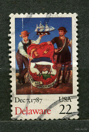 Штат Дэлавер. Герб. США. 1987. Полная серия 1 марка