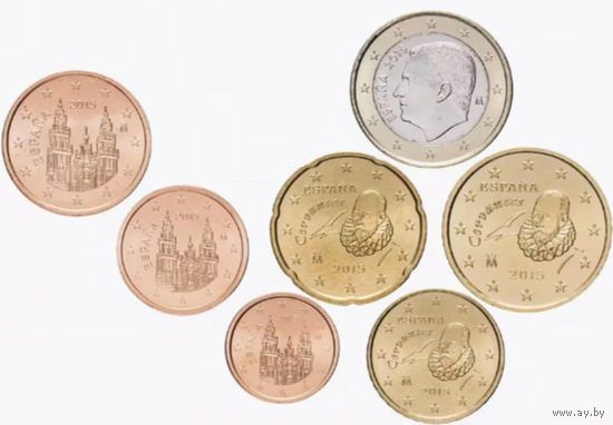 Испания набор монет 1, 2, 5, 10, 20, 50 евроцентов; 1 евро, UNC. Новый король! Предложите свою цену или обмен!