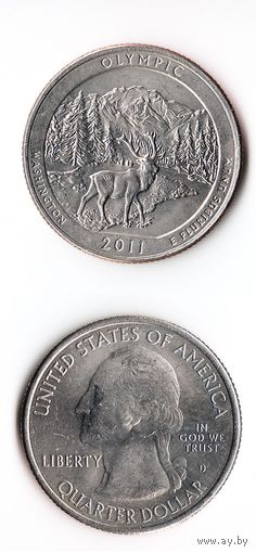 25 центов США 2011 Национальный парк Олимпик (Вашингтон) D