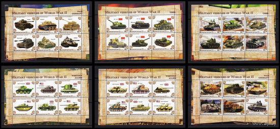 Серия блоков ТАНКИ ВОЕННАЯ  ТЕХНИКА  MNH