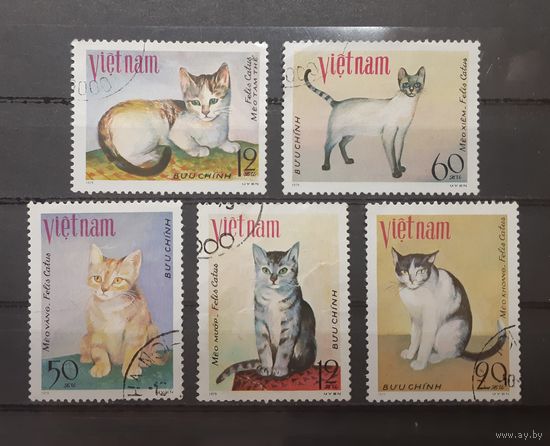 Вьетнам. 1979 год. Фауна. Кошки (5 марок из серии, состояние на фото)