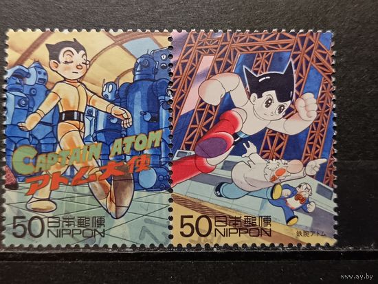 Япония, 2000. Иллюстрации к обложке журнала. Комикс. Сцепка. Mi-3,4 евро гаш.