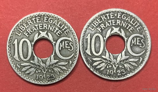 Франция 2 монеты 1923г., разные монетные дворы